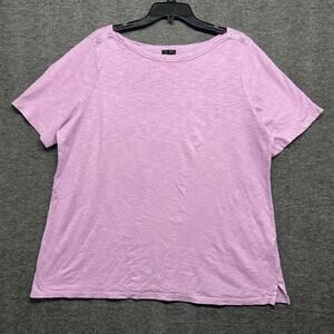 Talbots Tee Womens Blouse 1X Plus Purple Shirt‎ Short Sleeve